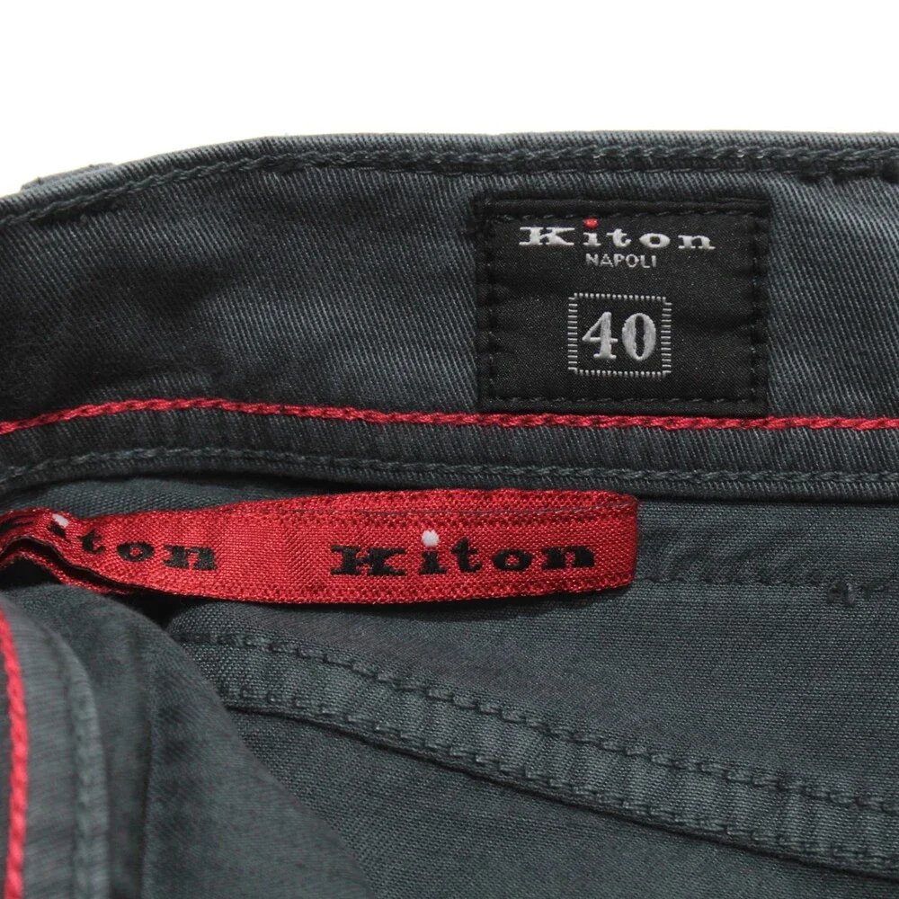 Kiton NWT Five Pocket Jean Cut Pants Size 40 US in Gray Lyocell & Cotton Blend